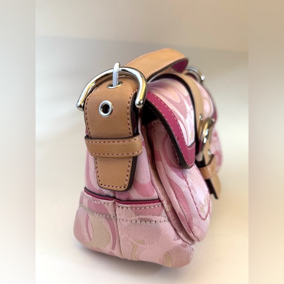 Vintage Y2K Coach Pink SoHo Canvas Buckle Flap Shoulder Purse Bag - Picture 6 of 16
